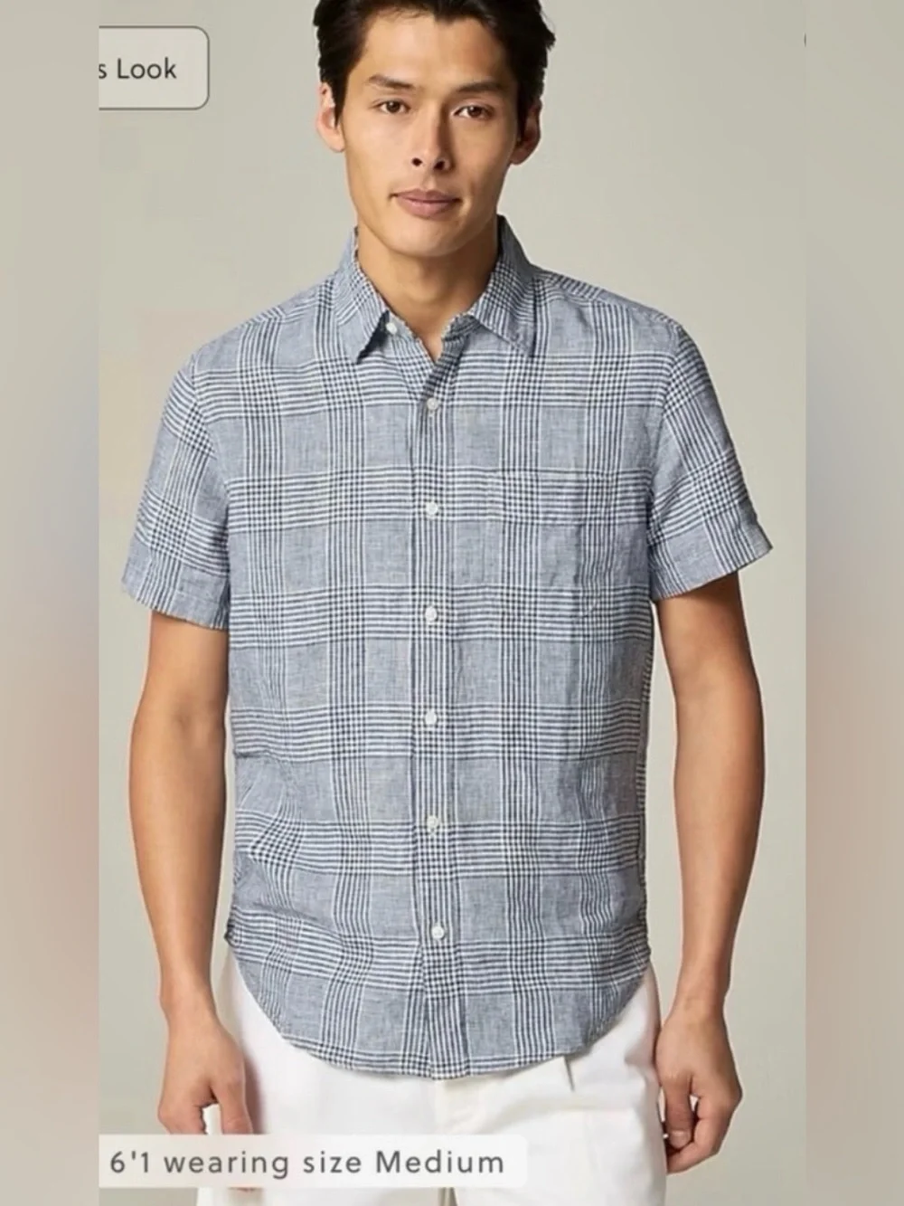 J.Crew Short-sleeve linen point-collar shirt